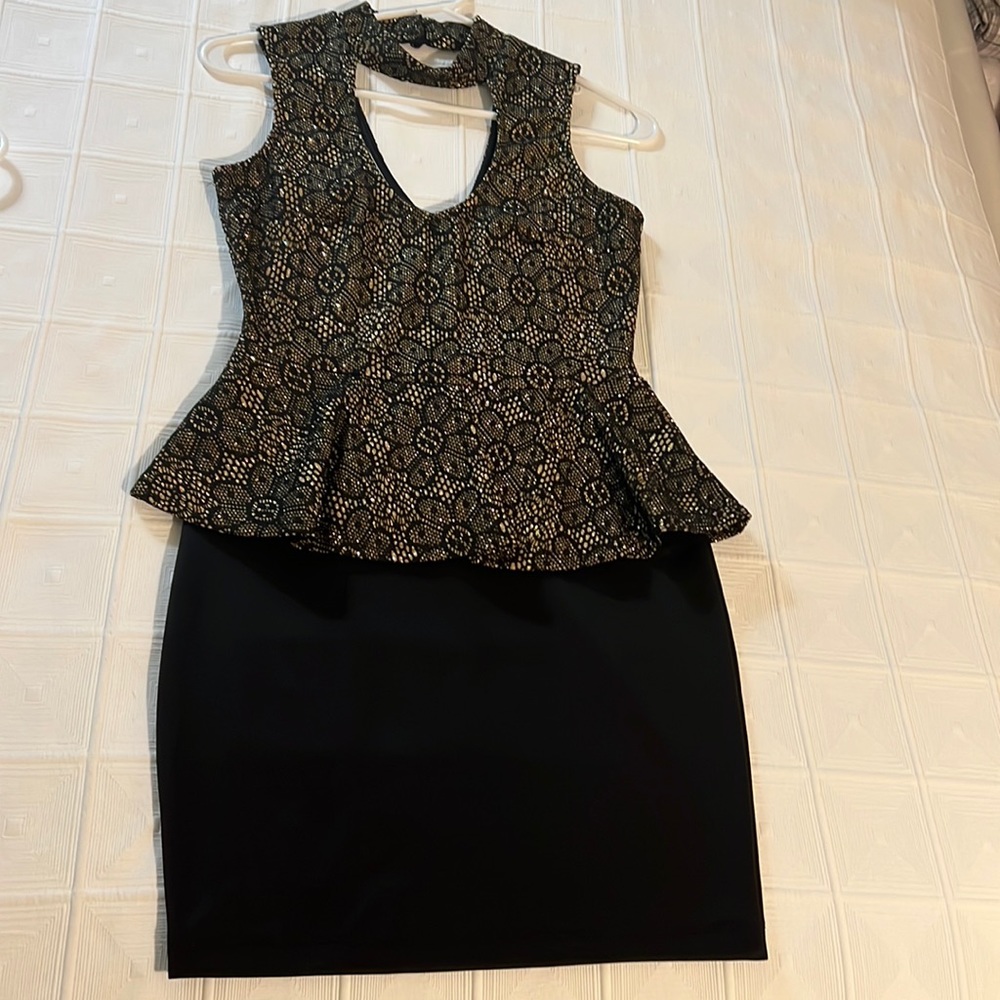 Women’s black and gold flower printed dress